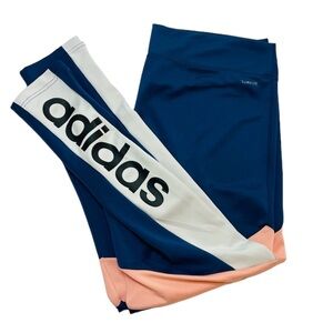 Adidas Colorblock Graphic Logo Climalite Leggings Women Size XL Wide Waistband